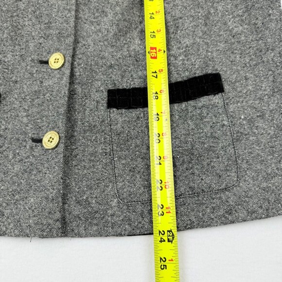 Liz Claiborne Women's Wool Blend Frilled Black Velvet Detail Grey Jacket Size XL - Picture 10 of 10